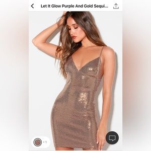 Purple and gold sequin bodycon dress